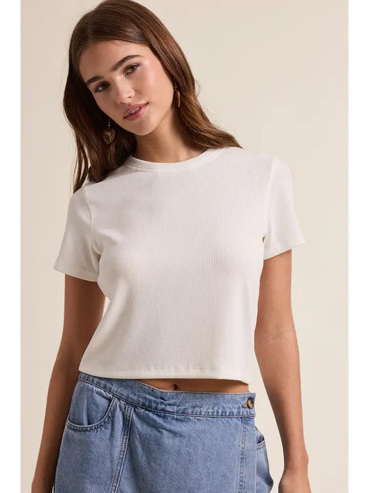 Ribbed Relaxed Crop Knit Tee
