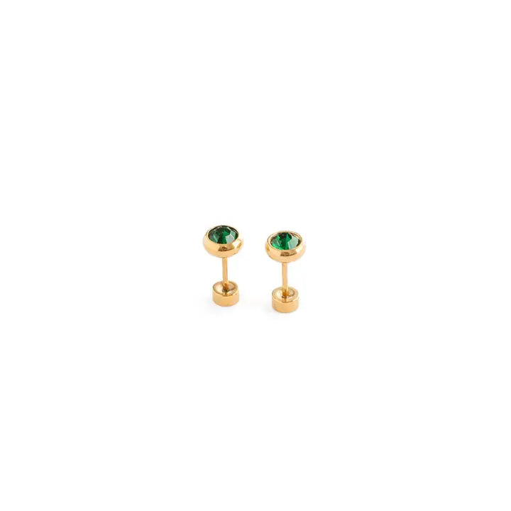 Emerald Stud Earrings - Hypoallergenic