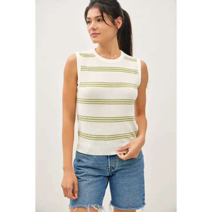 Triple Stripe Sweater Tank