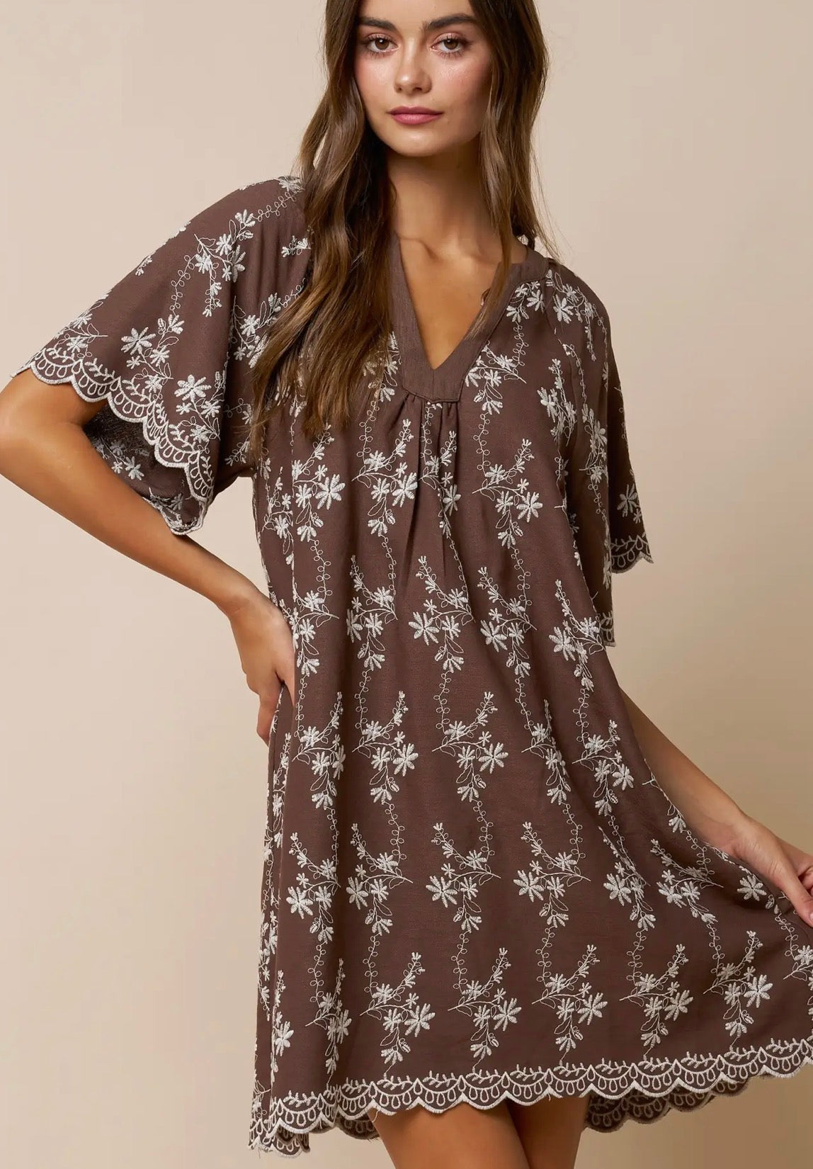 Brown floral dress