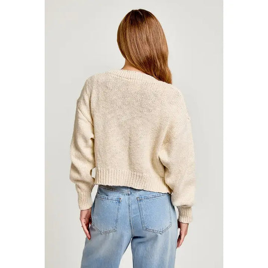 V-Neck Cable Cardigan