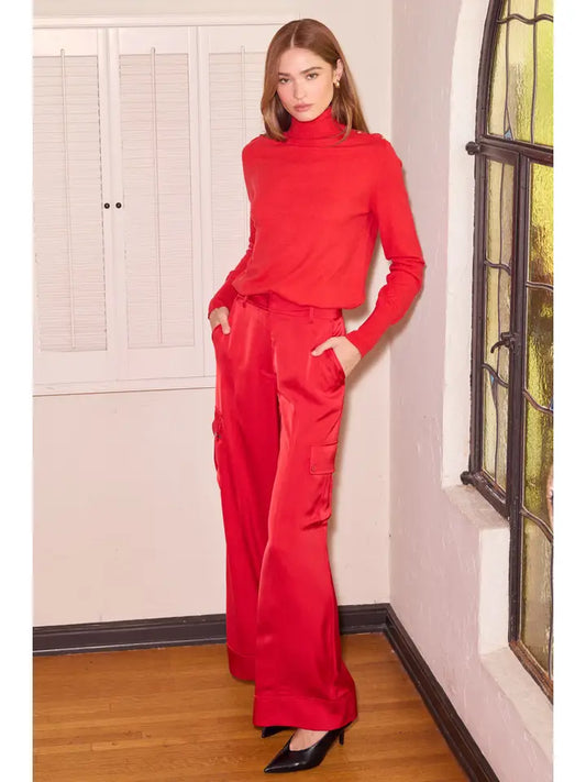 Long Sleeve Turtleneck Sweater with Button Detail