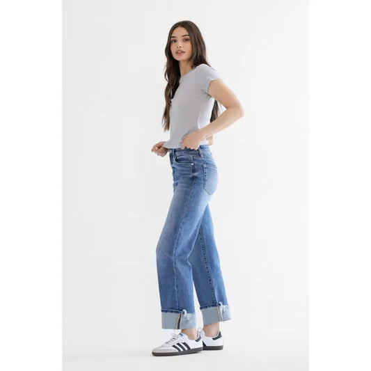 Super High Rise Relaxed Straight Cuffed Leg