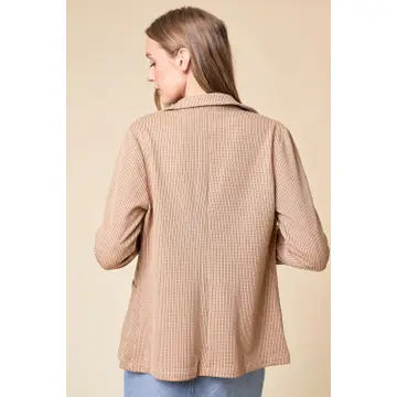 Shirred Sleeve Textured Blazer