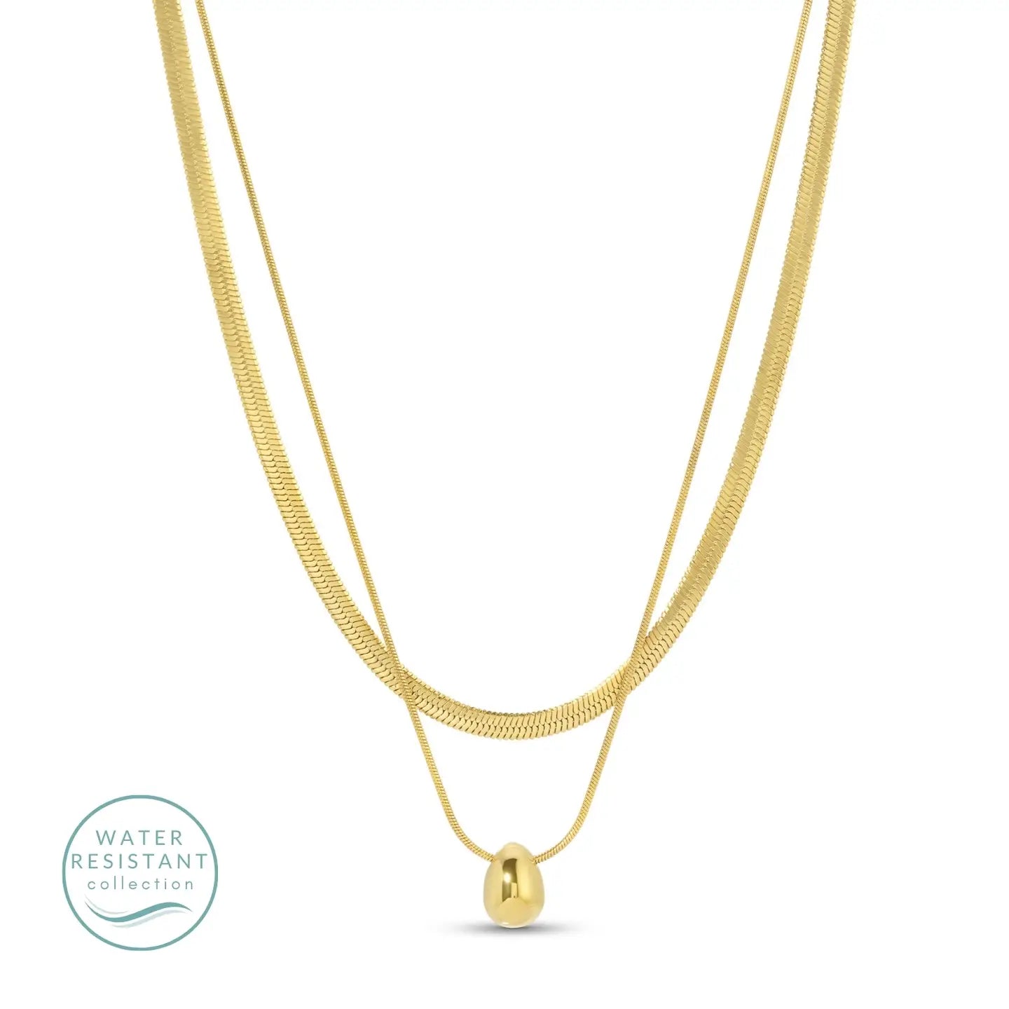 Layered Up Simple Pendant Necklace, Water Resistant