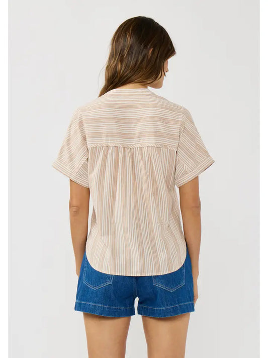 Button Front Surplice Collared Top