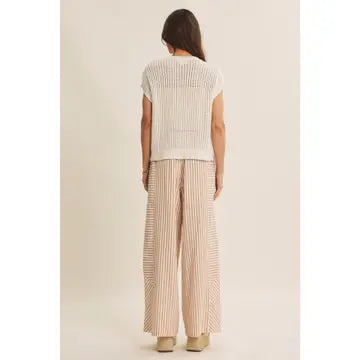 Breezy Natural Cotton Open Knit Button-Down Sweater Vest