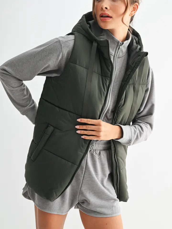 Longline High Neck Padded Vest