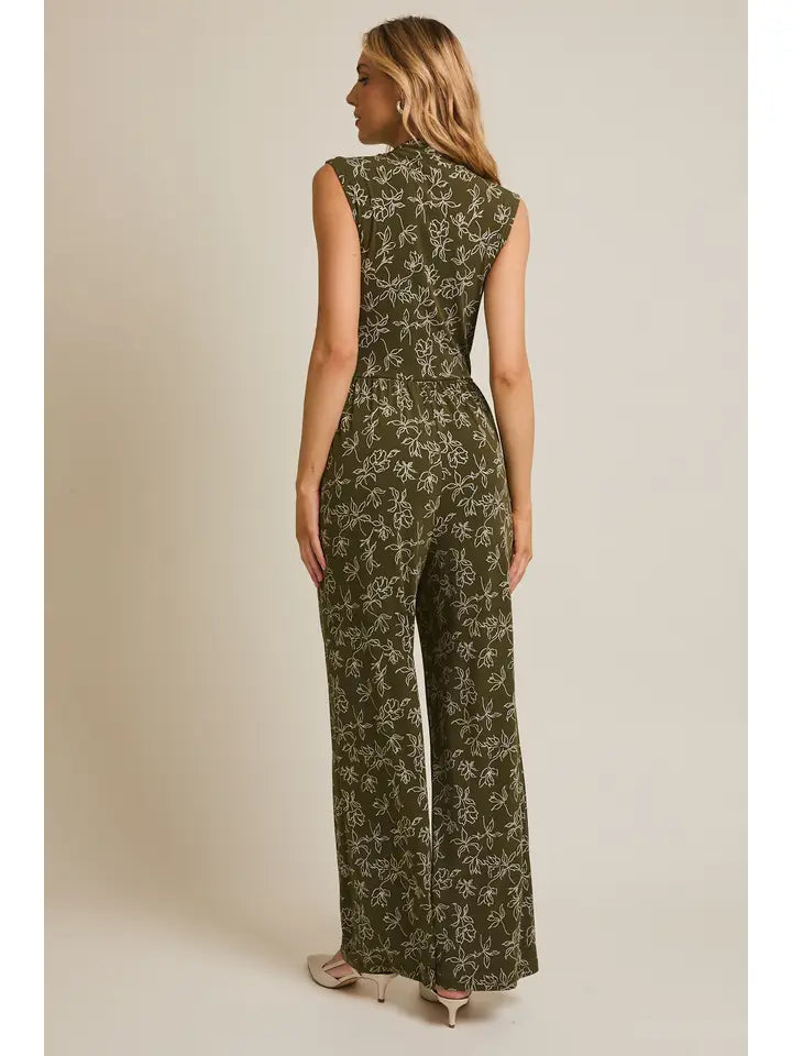 Sleeveless Wrap Tie Rib Jumpsuit