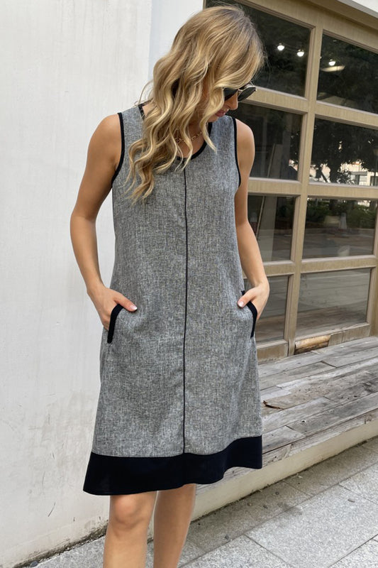 Pre-Order Contrast Trim Round Neck Dress