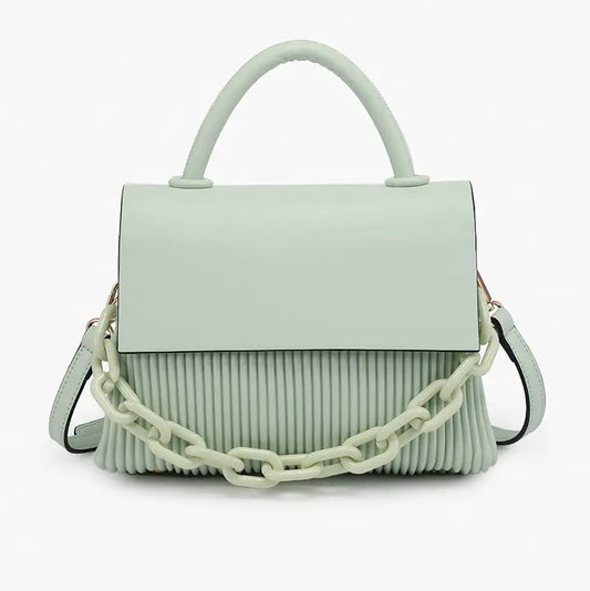 Anne Pleated Crossbody w/ Chain Accent