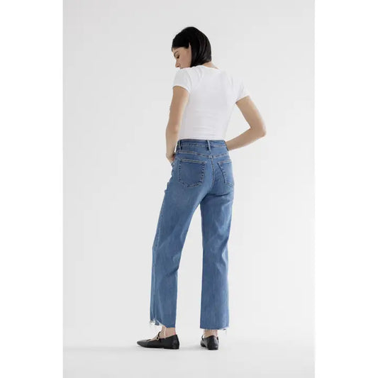 High Rise Wide Leg W Hem Detail