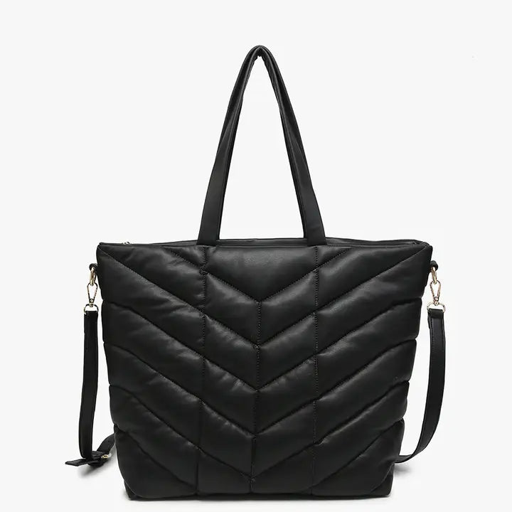 Brinley Quilted Chevron Tote w/ Shoulder Strap