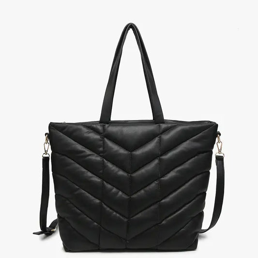 Brinley Quilted Chevron Tote w/ Shoulder Strap