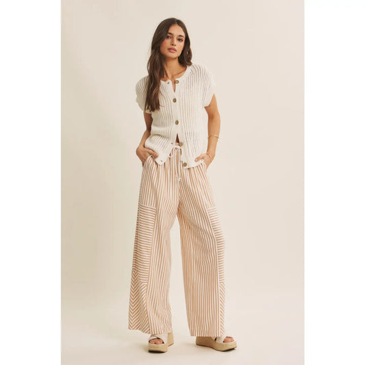 Breezy Natural Cotton Open Knit Button-Down Sweater Vest