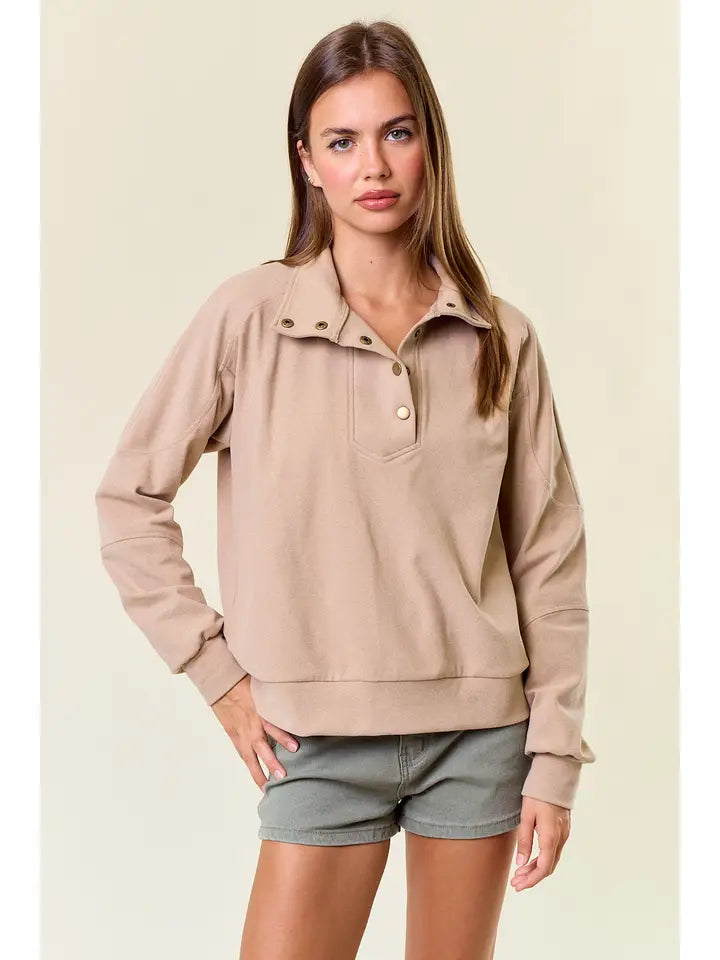 Buttery Soft Brushed Knit Mock Neck Sweatshirt