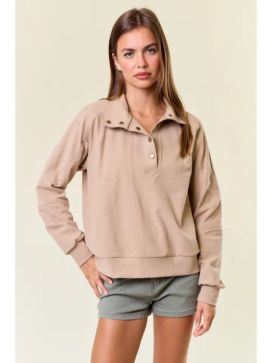 Buttery Soft Brushed Knit Mock Neck Sweatshirt