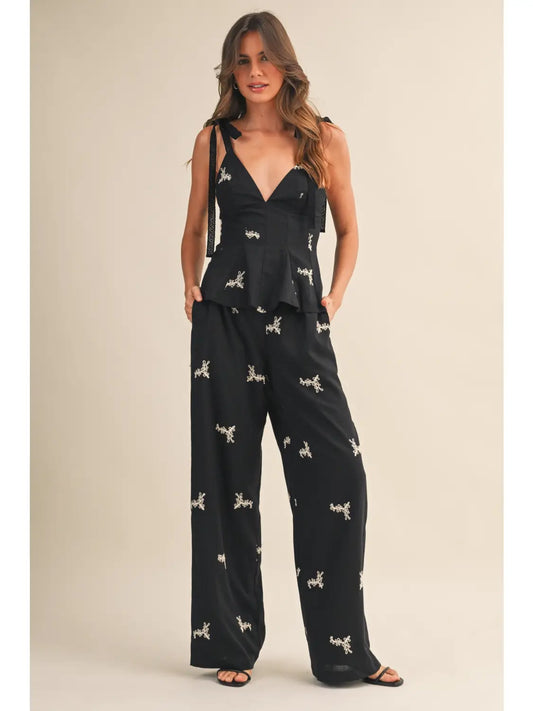 Sleeveless Peplum Top and Semi Wide Pants