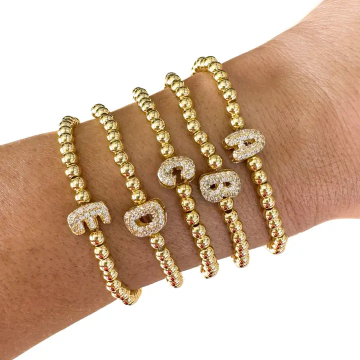 Initial Bubble Bracelet Gold Filled