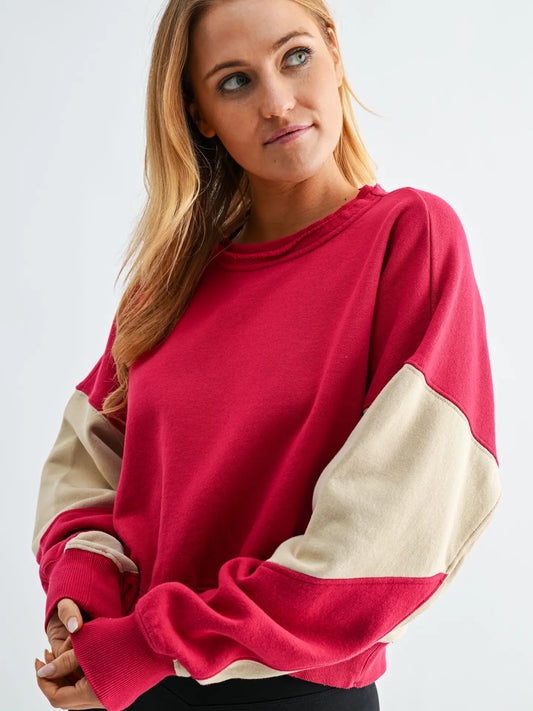 Vintage Vibes Color Block Sweatshirt