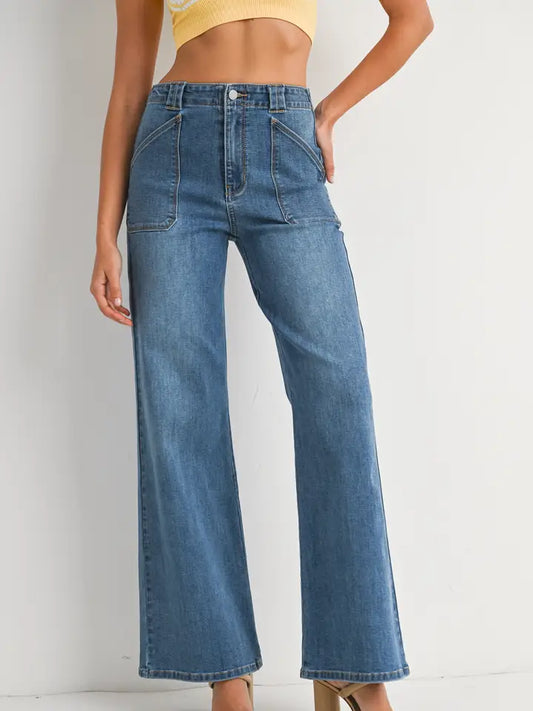 Md - Patch Pocket Wide Leg Flare