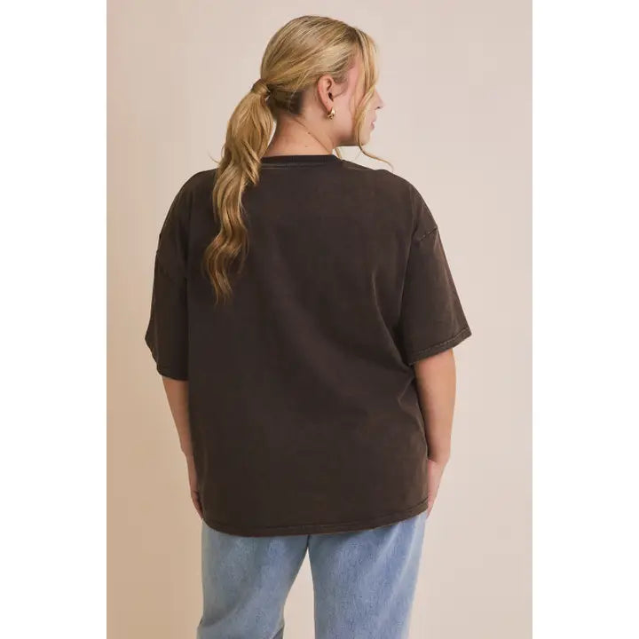 Plus Round Neck Short Sleeve Oversized Graphic T-Shirt