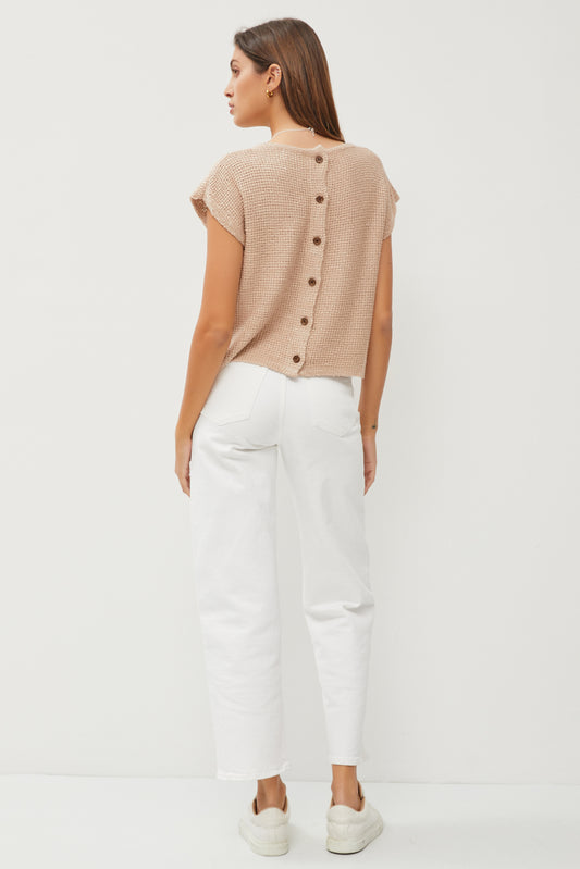 Crew Neck Cap Sleeve Sweater Top
