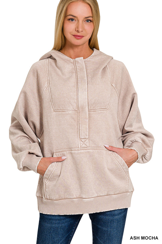 Acid Wash Fleece Oversized Pullover