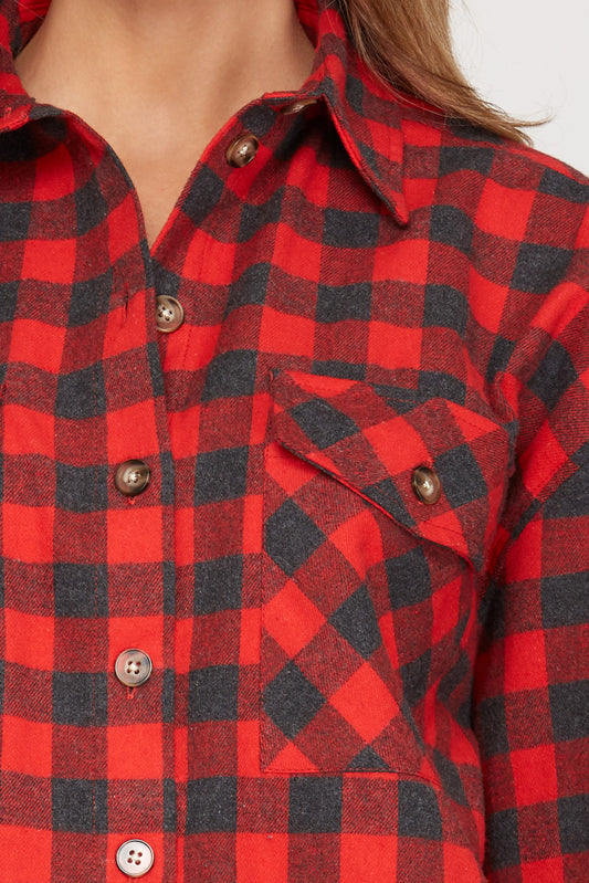 Long Sleeve Gingham Checkered Top