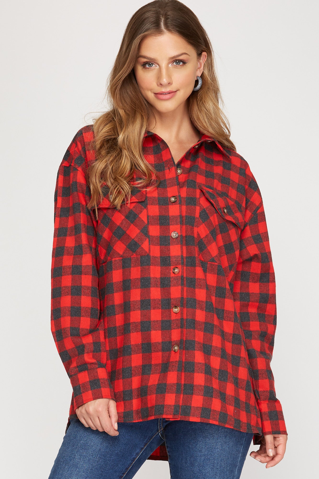 Long Sleeve Gingham Checkered Top