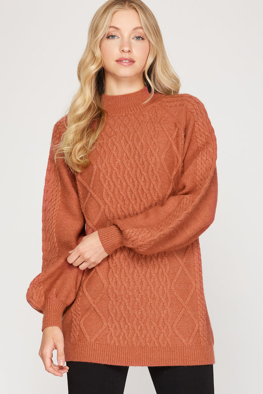 Long Sleeve Balloon Tunic Sweater Top!