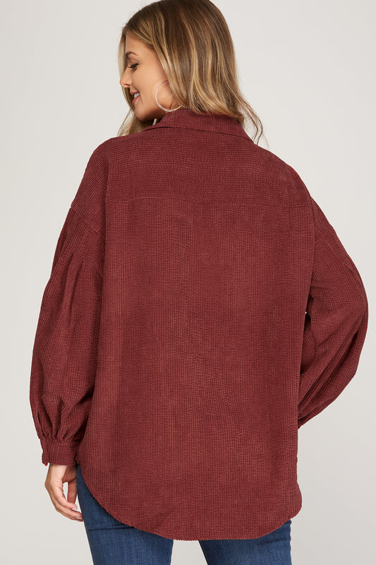 Balloon Sleeve Corduroy Jacket