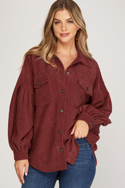 Balloon Sleeve Corduroy Jacket