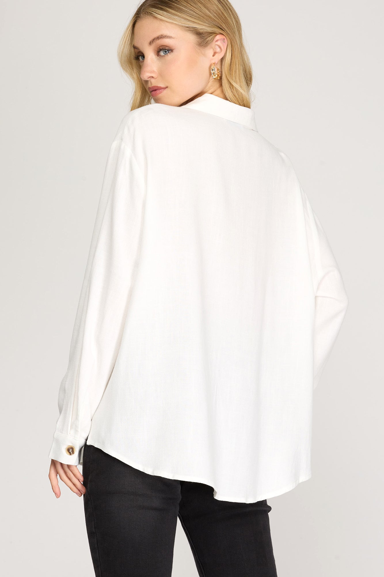 White Button-Down Blouse!