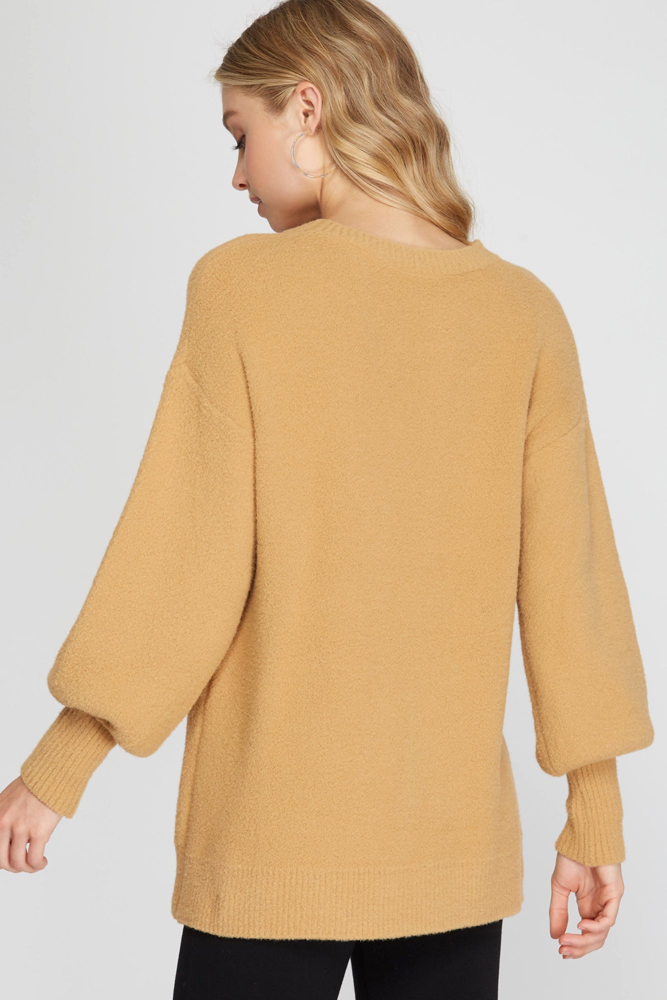 Puff Sleeve Pullover Tunic Sweater