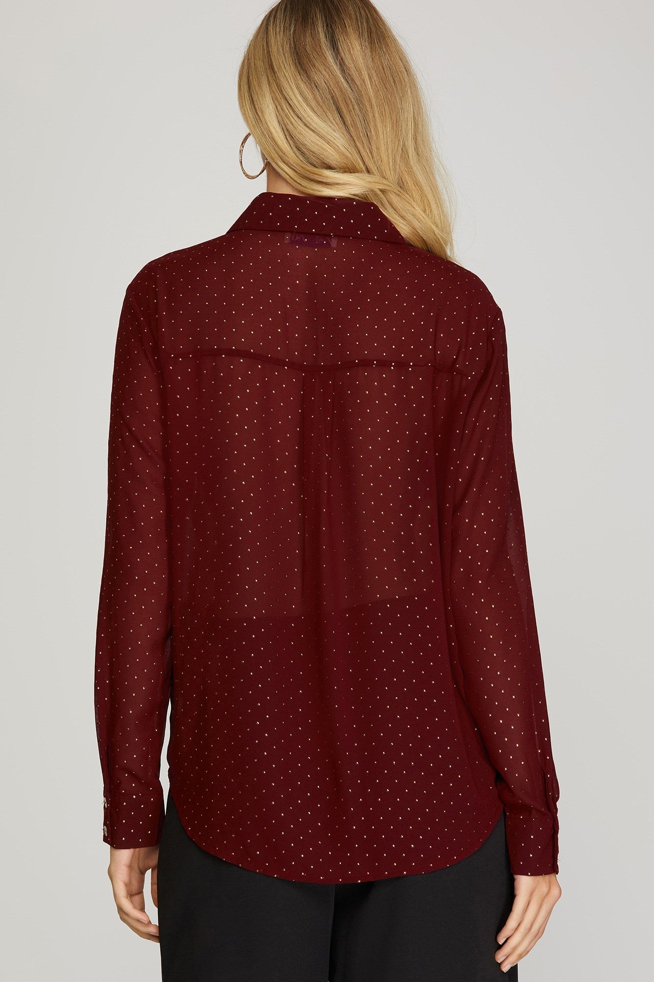 Long Sleeve Studded Blouse