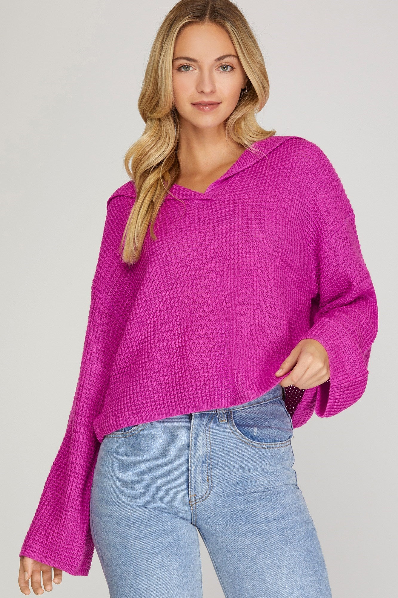 Collared Waffle Knit