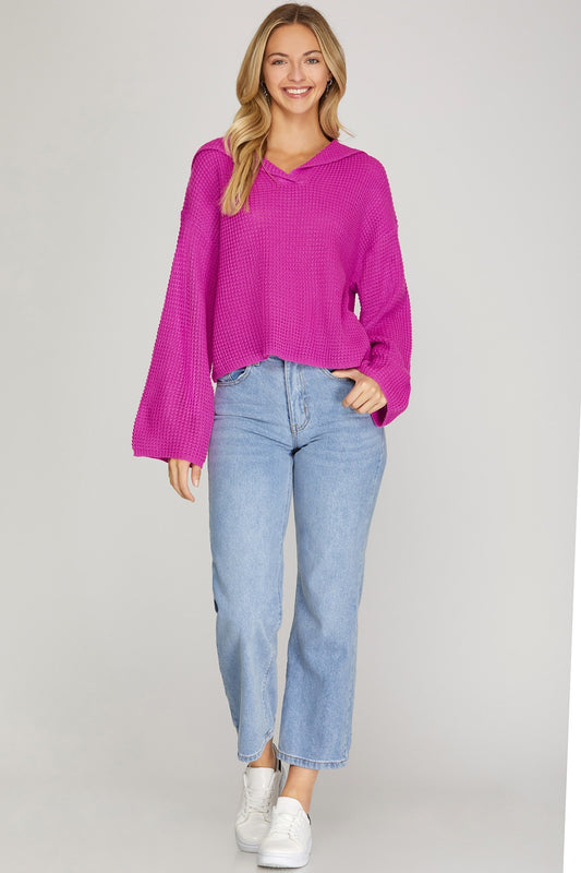Collared Waffle Knit