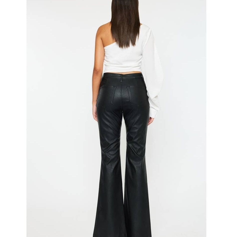 Faux Leather Pants With Front Slit