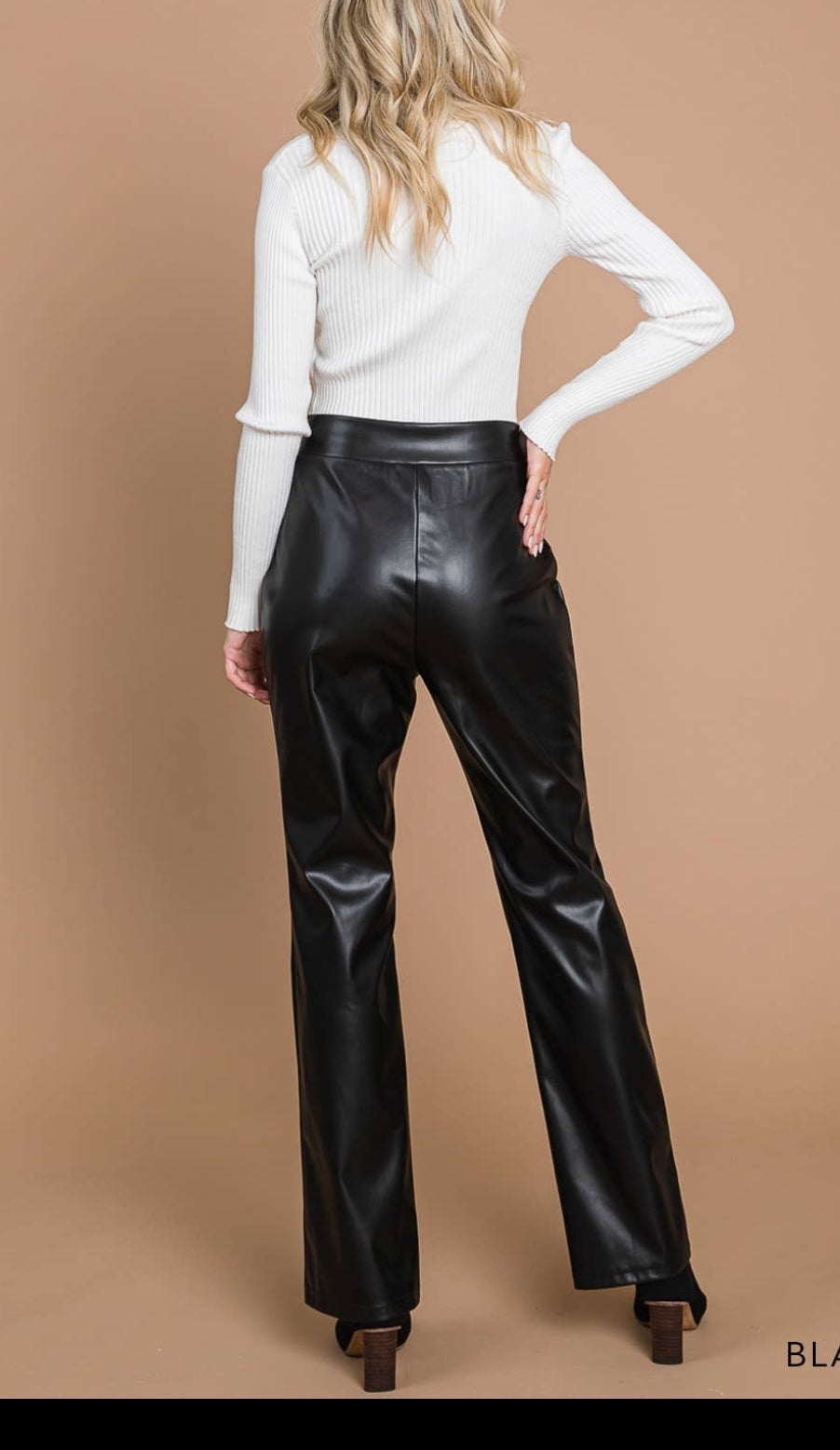 Women's Faux Leather Flare Cut Pants