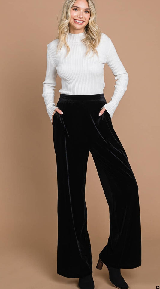 Velvet Stretched Wide Leg Pant
