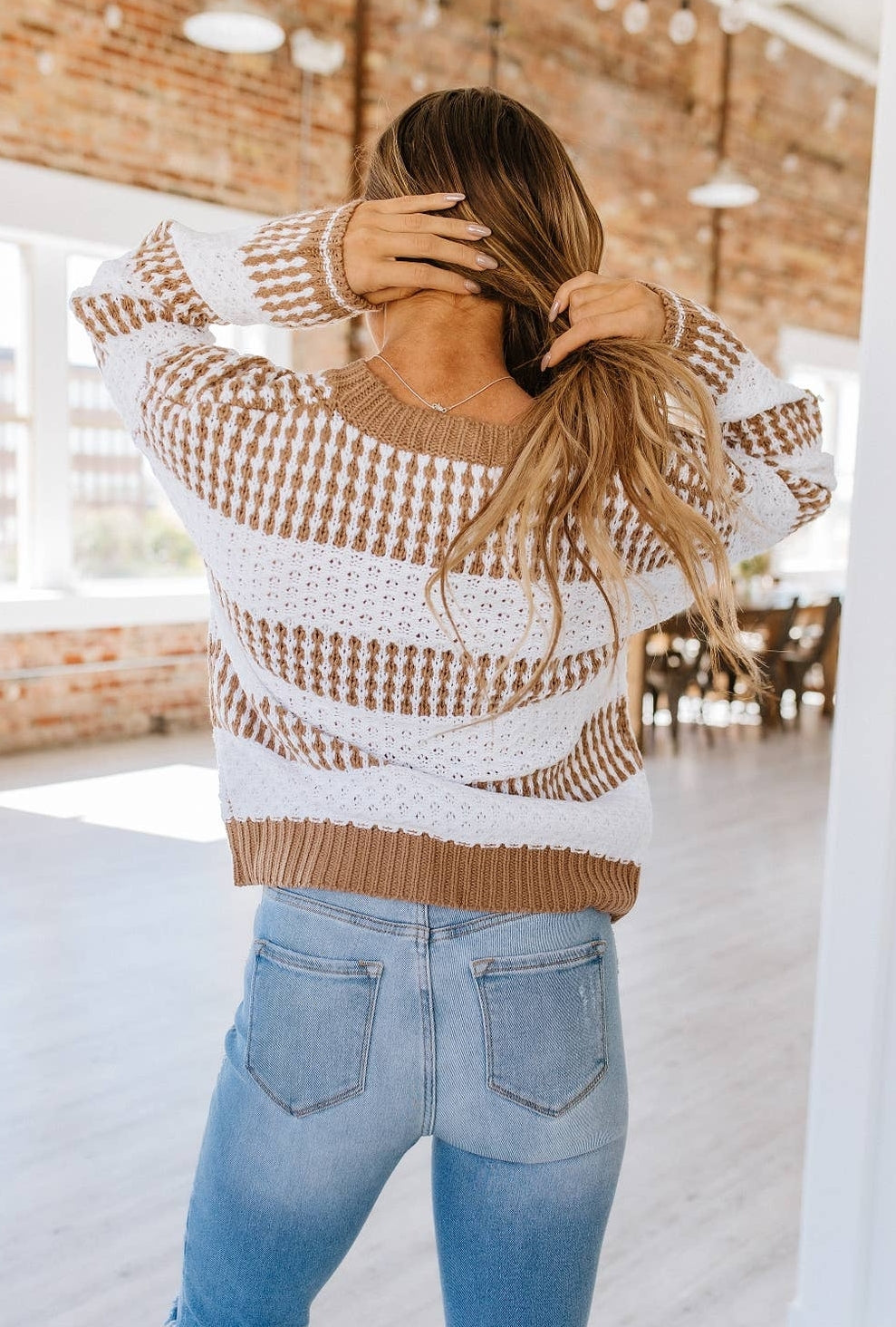 Estella Striped Cable Knit Sweater