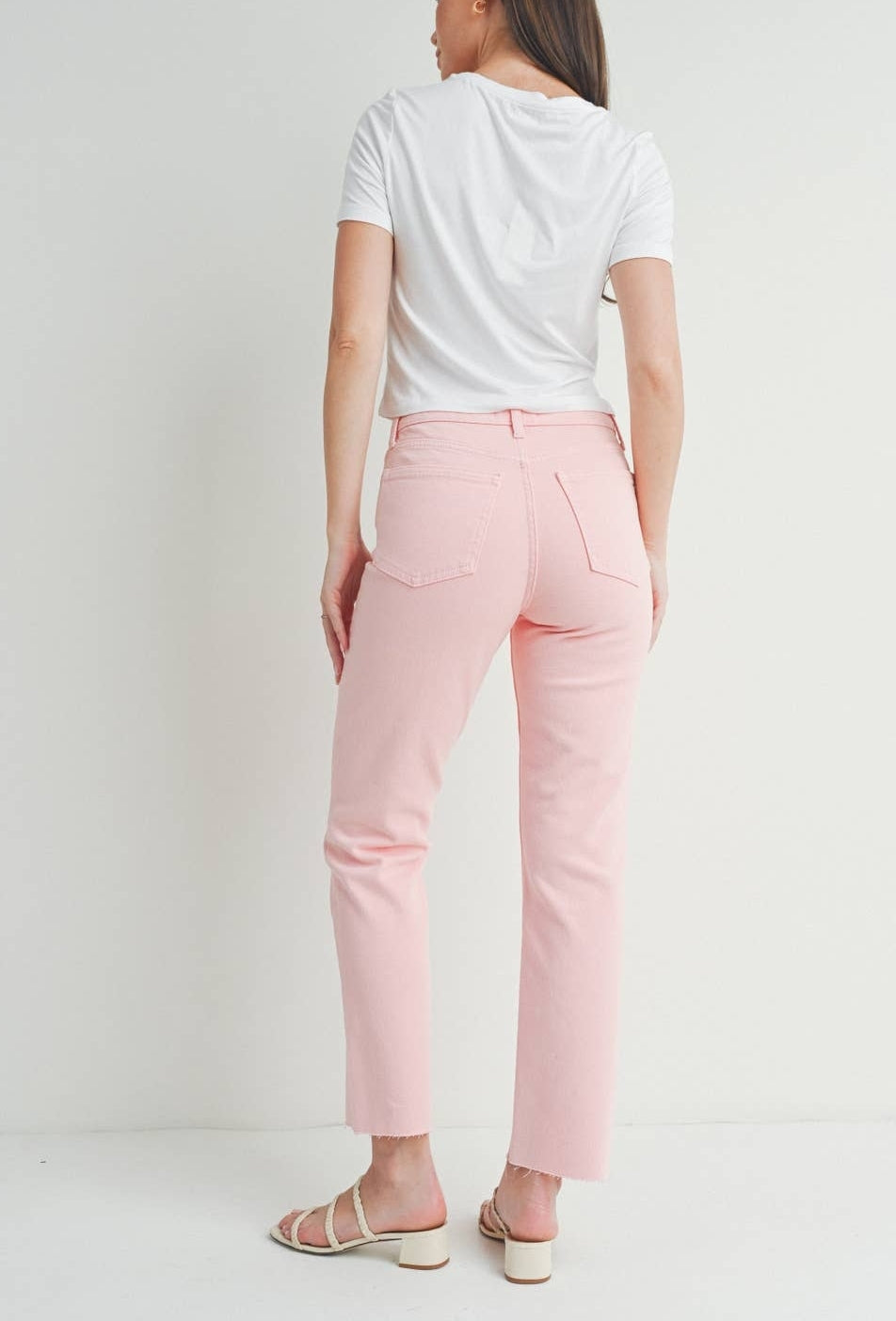 Cut Off Pink Cropped Straight Leg