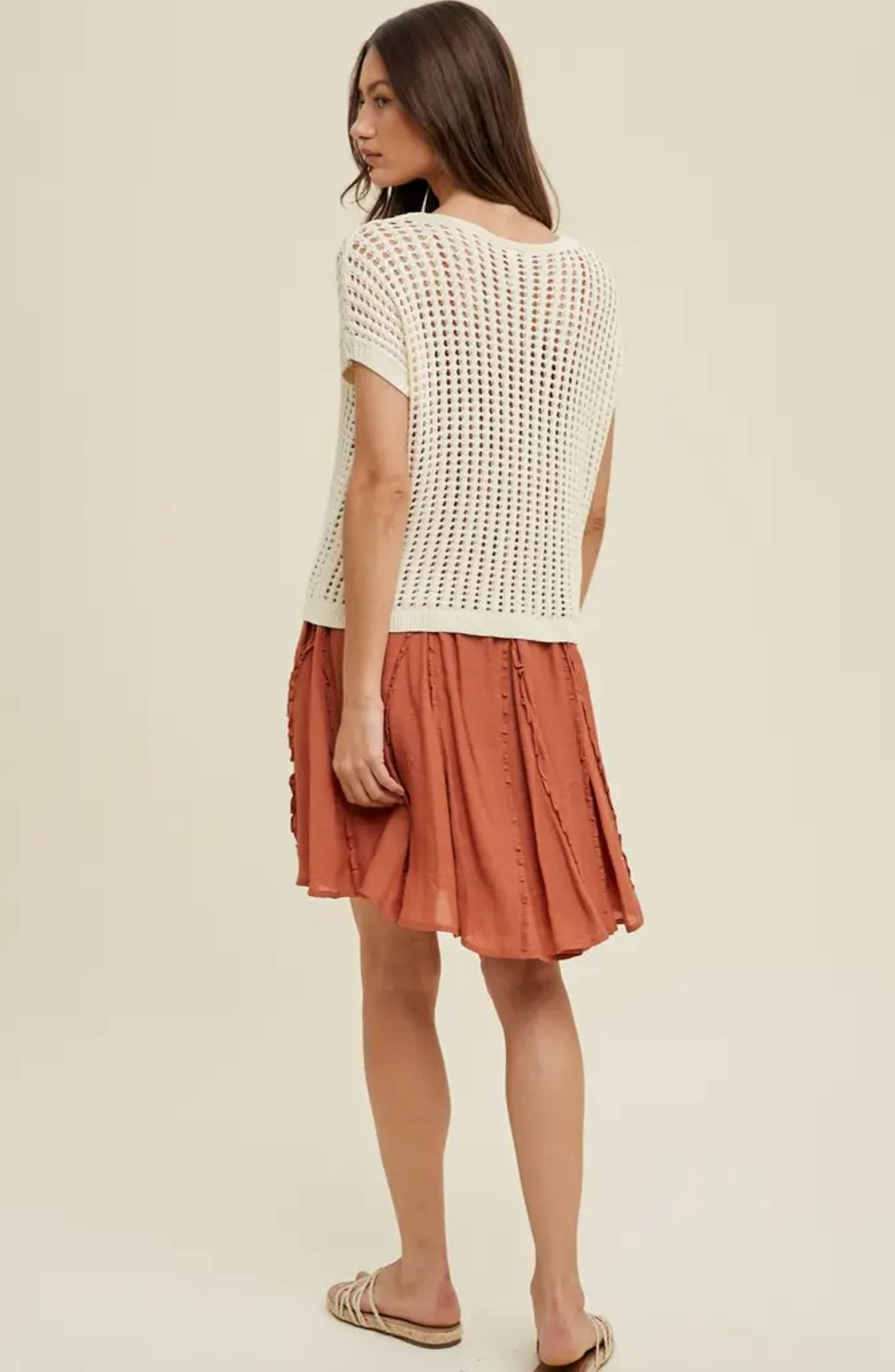 Open-Knit Drop Shoulder Sweater