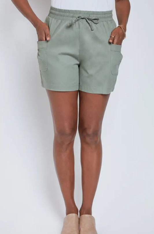 Missy Drawstring Shorts with Pleated Side Pockets