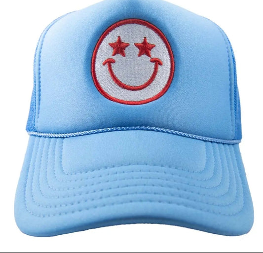Star Eyed Happy Face Trucker Hat