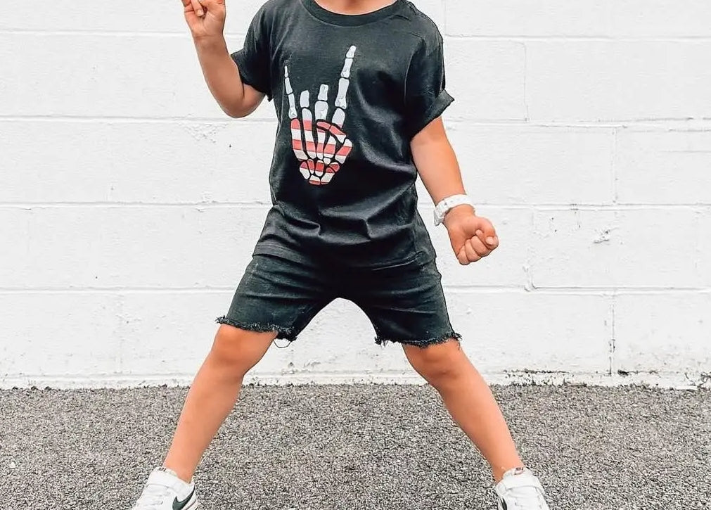 Kids Black Rocker Skully Top