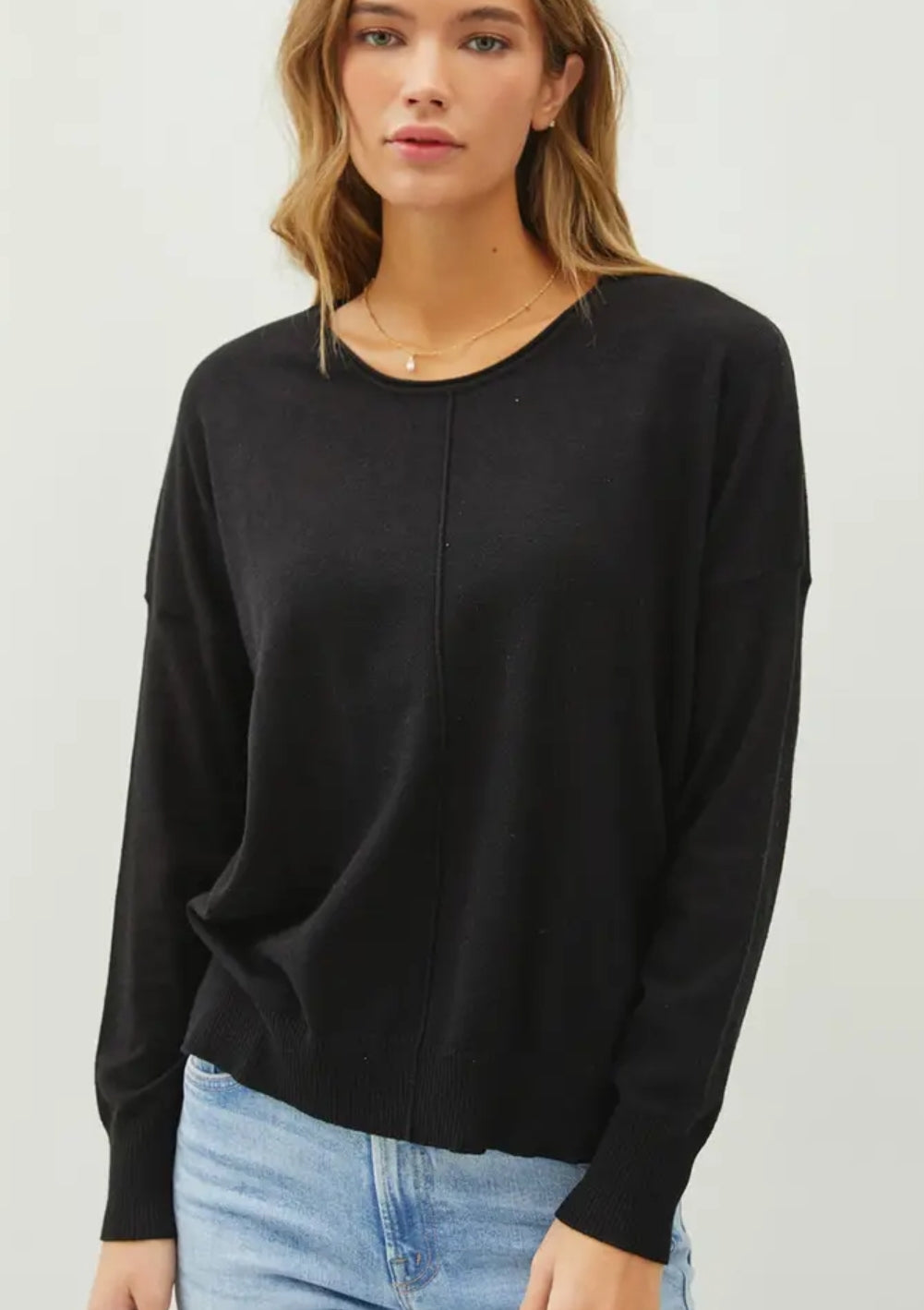 Center Front Seam Long Sleeve Sweater