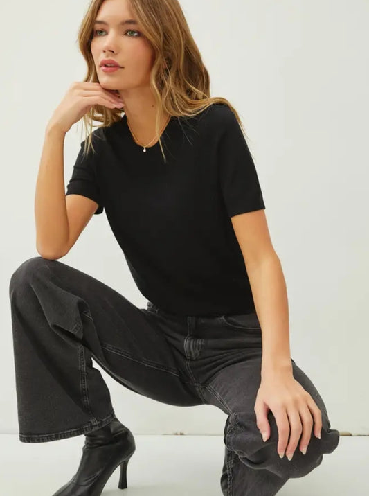 Ultra Soft Basic Short Sleeve Sweater Tee