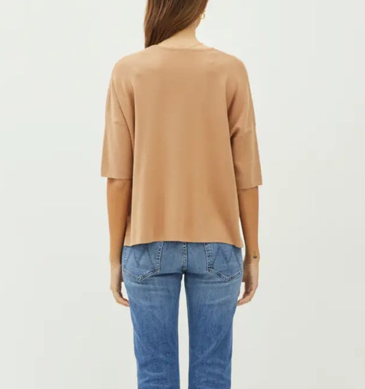 V-Neck Dropped Shoulder Half Sleeve Sweater